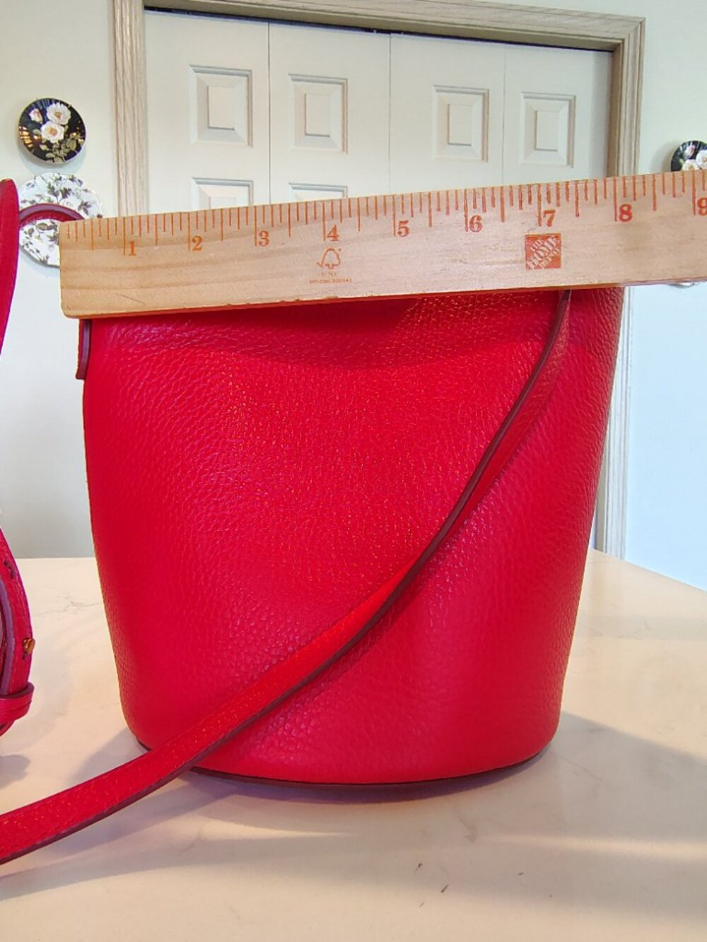 Crossbody Grain Leather Bucket Bag - Picture 2 of 5